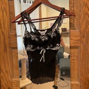 90s Vintage Black Lace mesh lingerie teddy